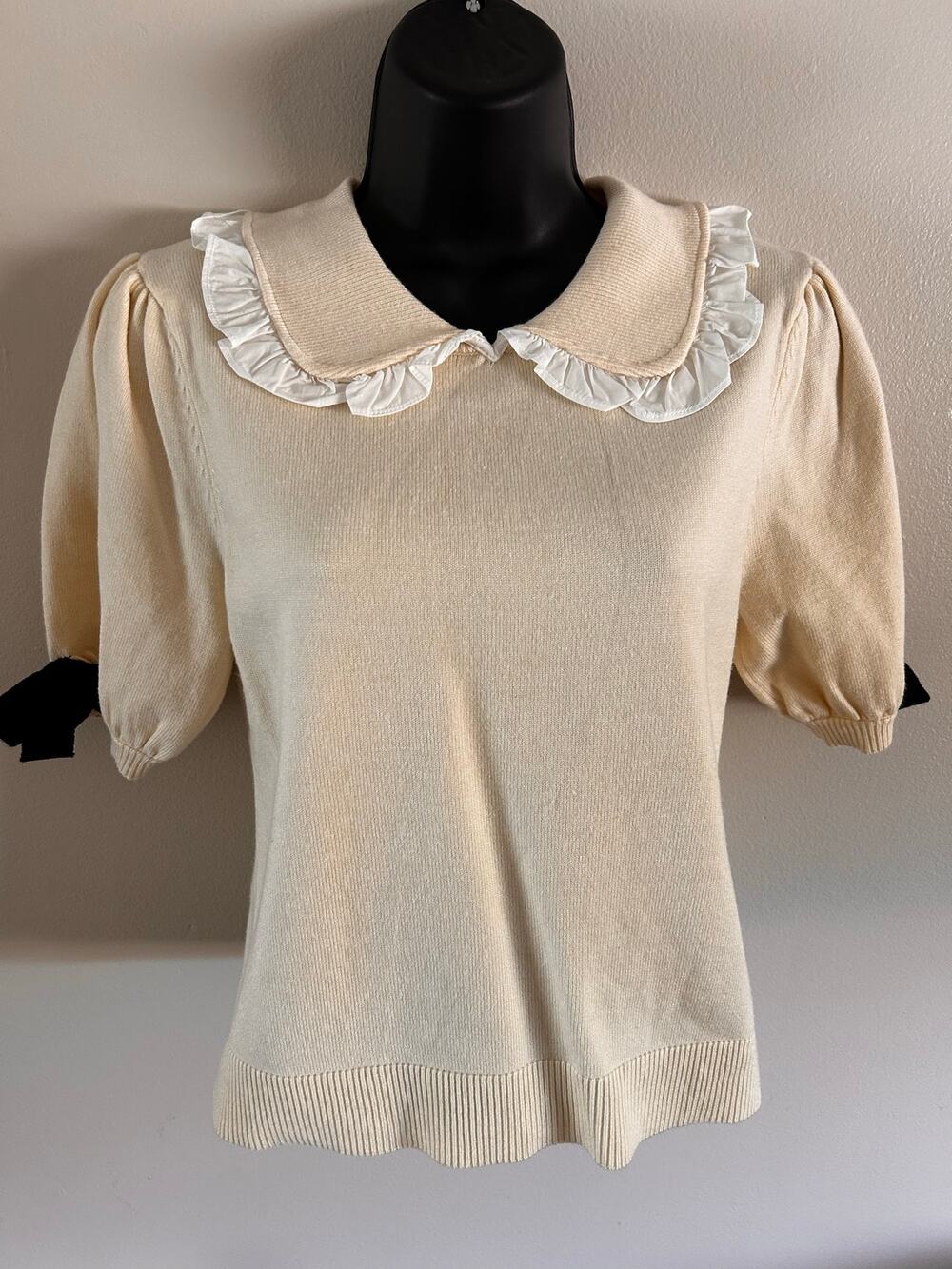 Maeve Anthropologie Ruffle Peter Pan Collar Sweater Top XS